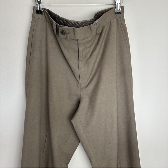 Calvin Klein Tan Dress Trousers Relaxed Straight Fit 32 Inch Waist Short Hem - Picture 2 of 7